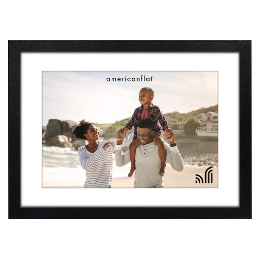5x7 with 4x6 Mat | Magnetic Refrigerator Frame | Black | Modern