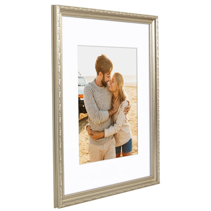 16x20 with 11x14 Mat | Ornate Vintage Frame | Silver | Modern - Premium Quality
