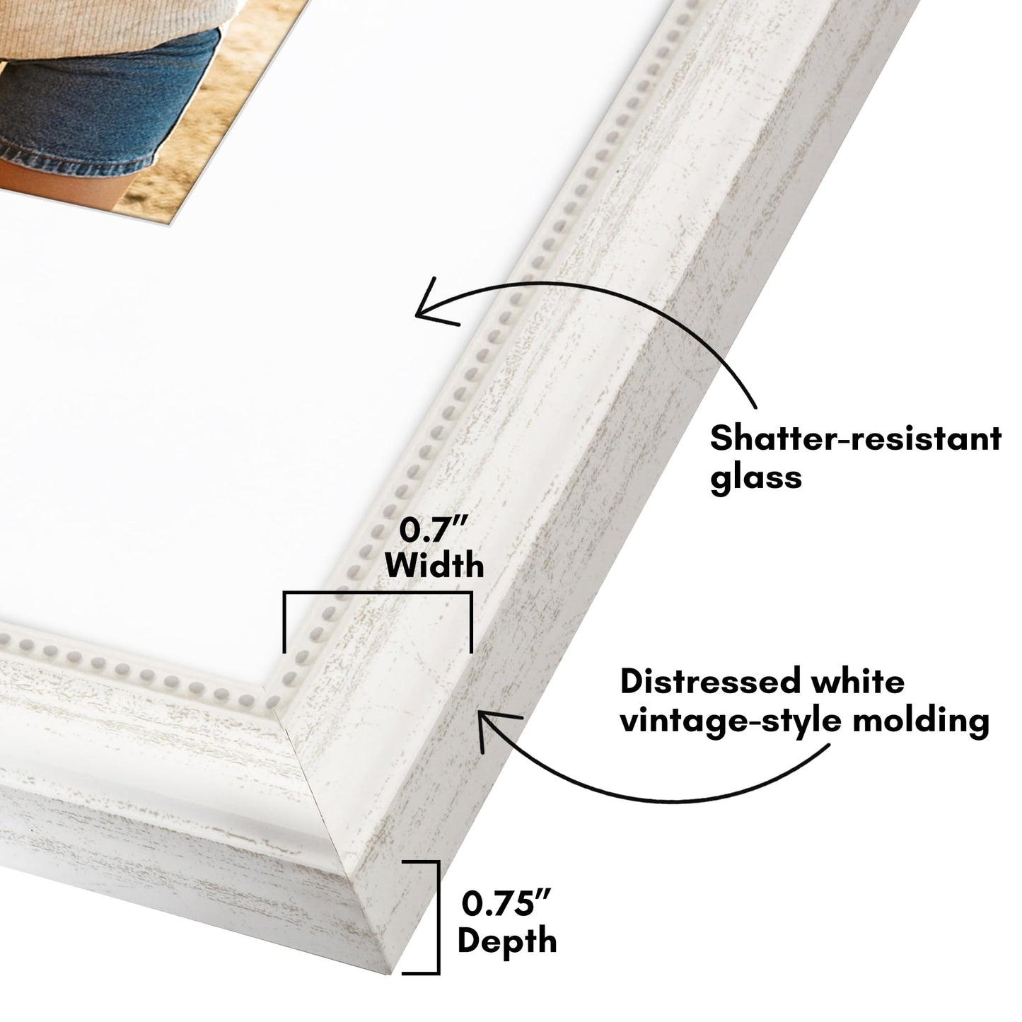 11x14 with 8x10 Mat | Vintage Frames | White | Modern - Premium Quality