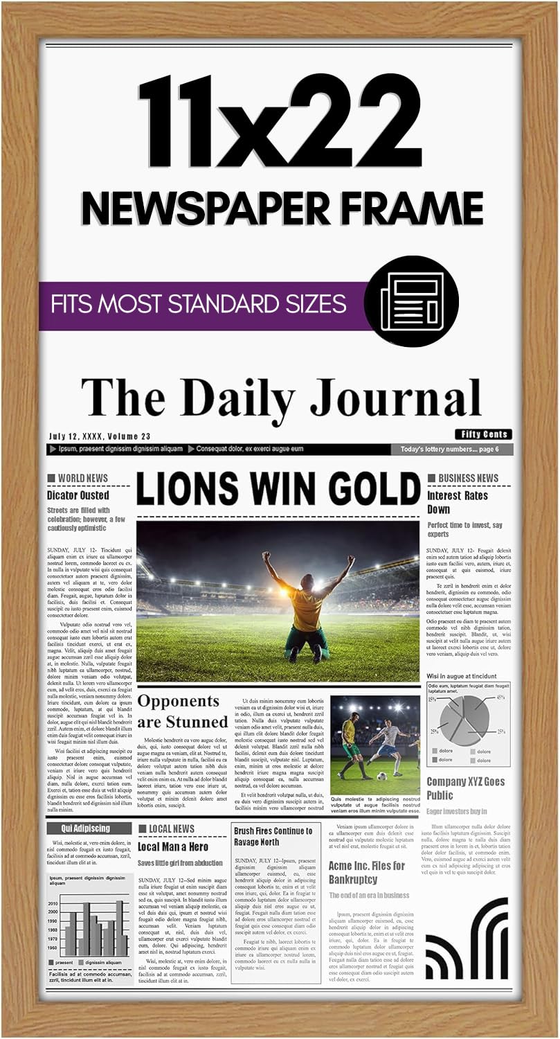 Newspaper Frame | Americanflat | No Mat | Shatter-Resistant Glass | Wall Display