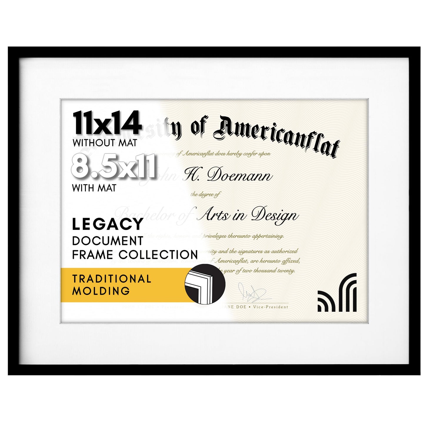 Americanflat Legacy Diploma Frame | With Mat Multi pack | Shatter-Resistant