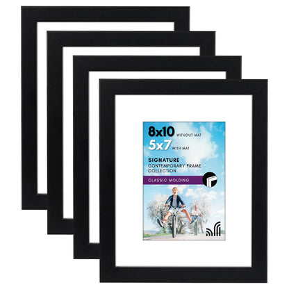 Americanflat Picture Frame | Includes Mat | 4 Multipack | Classic Molding | Signature Collection