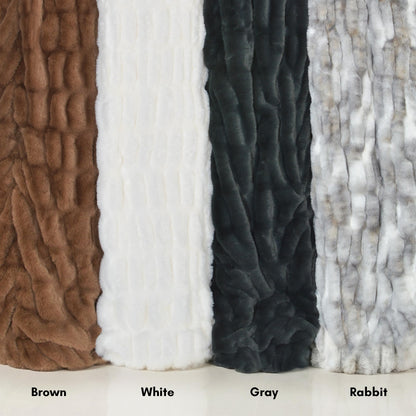 Americanflat 50x60 Rouched Faux Fur Throw Blanket - Soft and Breathable Throw Blanket for Couch, Bed, Chair - Brown Faux Fur Blankets Perfect for Home, Bedroom, or Outdoor Use