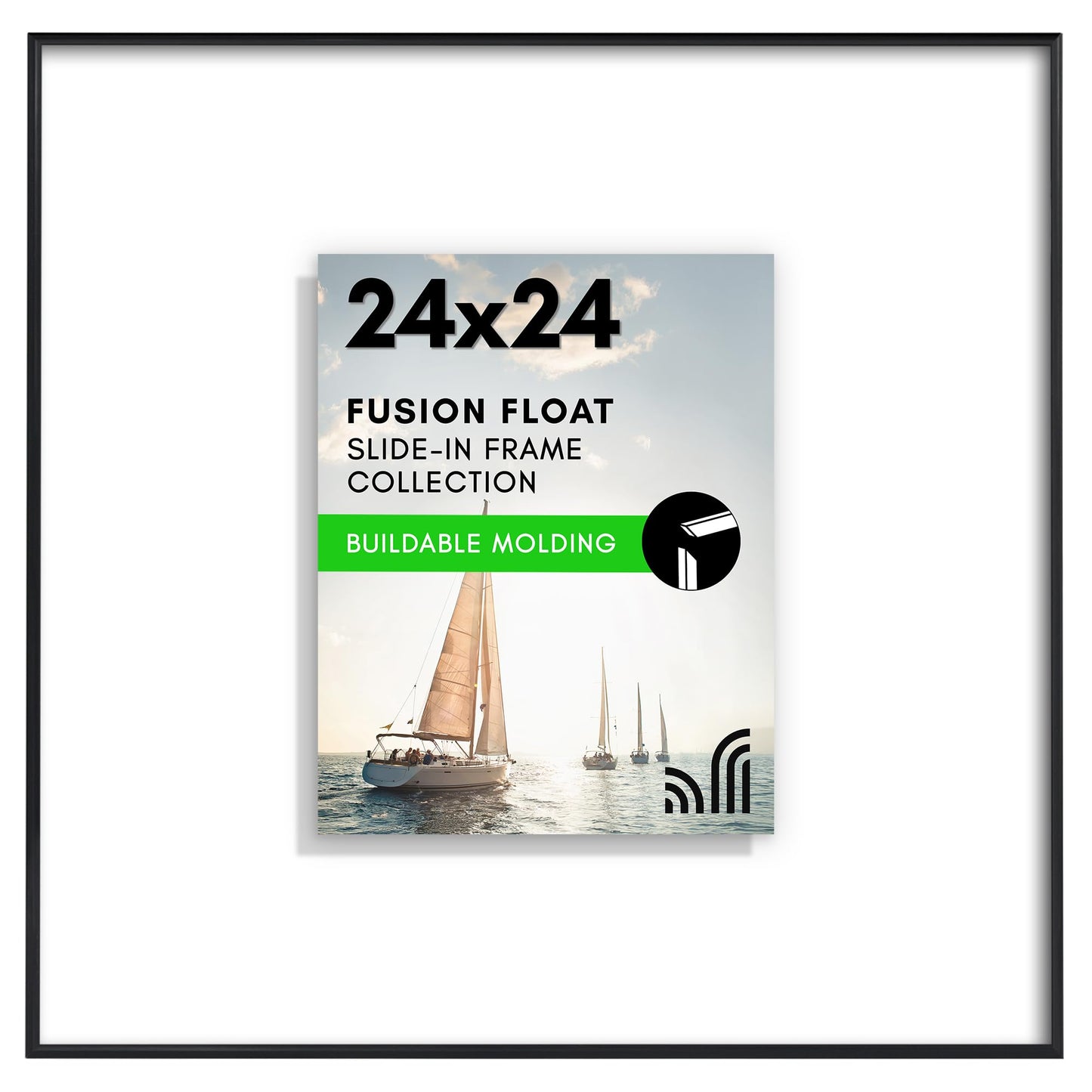 Floating Picture Frame | Slide-In Design | Shatter-Resistant Glass Front
