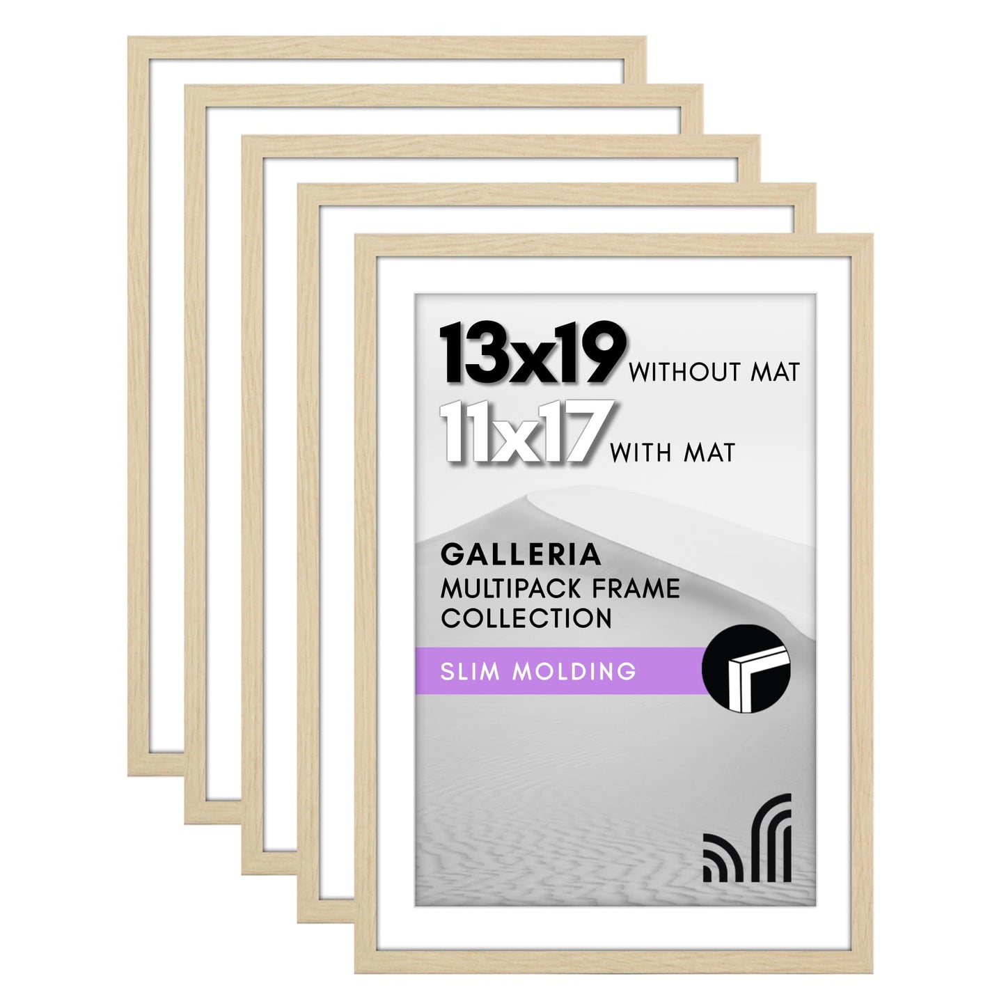 Classic Gallery Picture Frame | Set of 5 | Galleria Collection | Includes Mat
