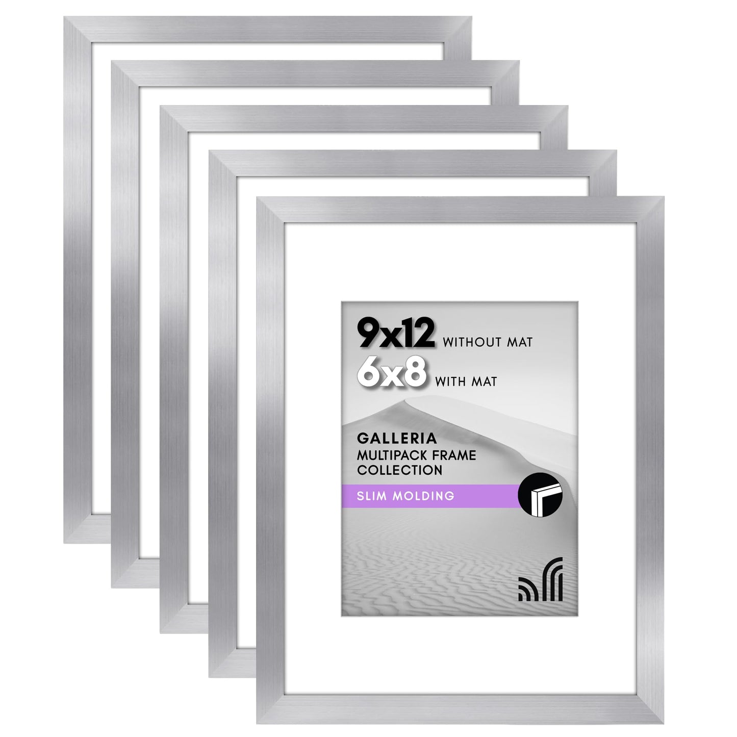 Classic Gallery Picture Frame | Set of 5 | Galleria Collection | Includes Mat