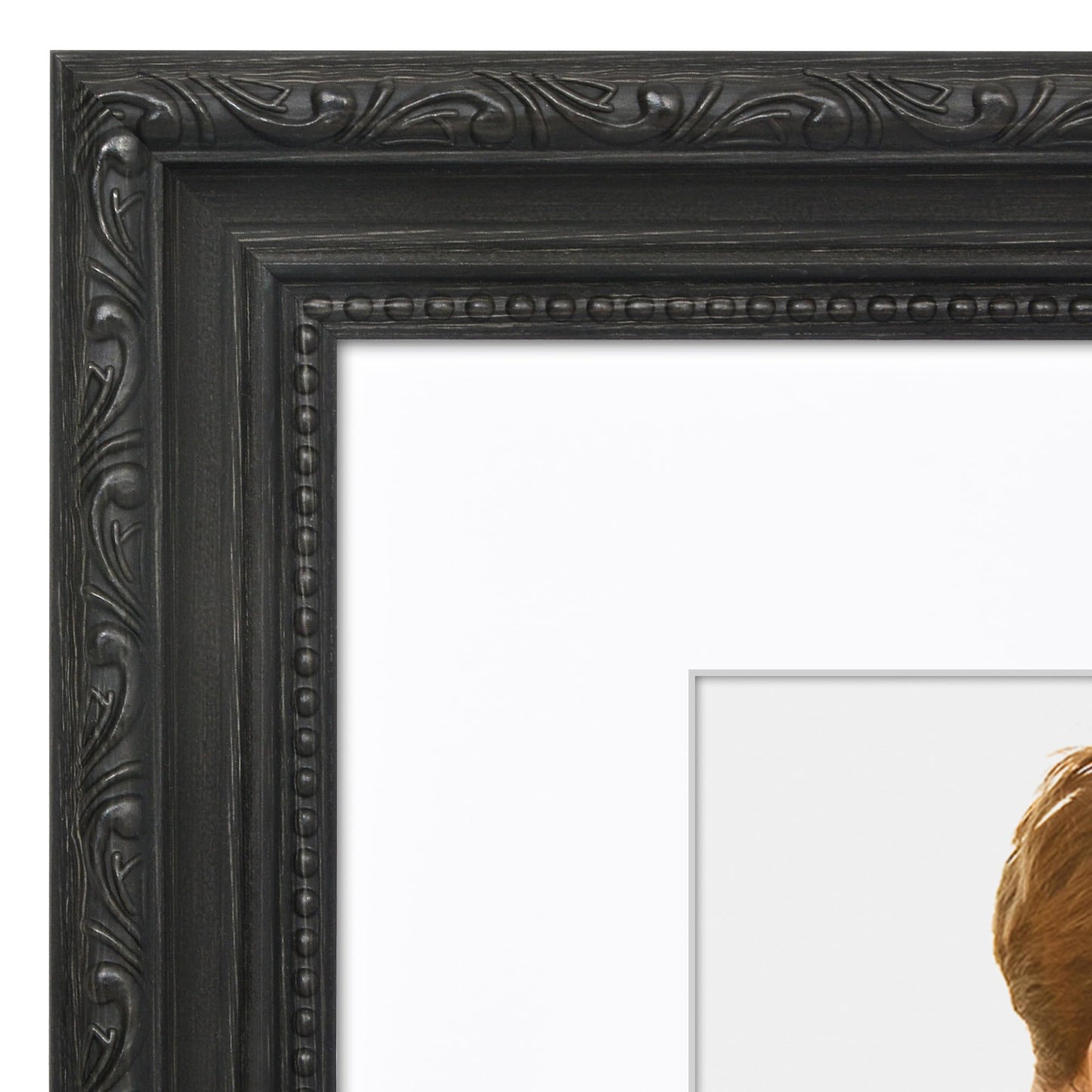 8x10 with 5x7 Mat | Ornate Vintage Frame | Black | Modern - Premium Quality