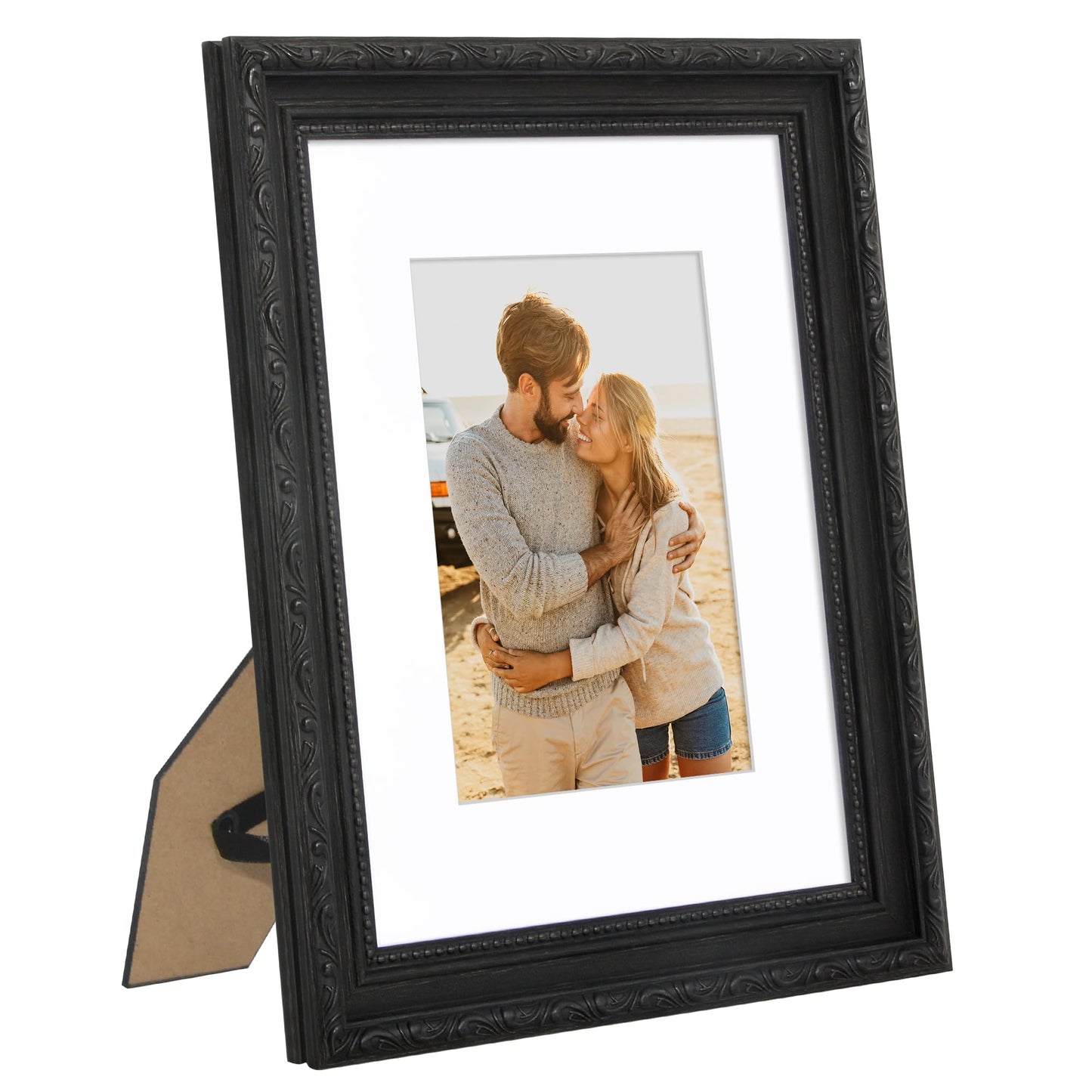 8x10 with 5x7 Mat | Ornate Vintage Frame | Black | Modern - Premium Quality