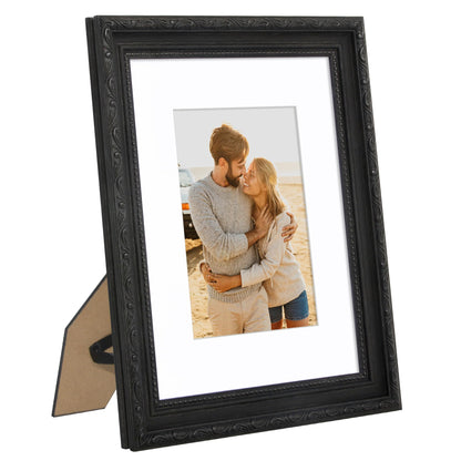 8x10 with 5x7 Mat | Ornate Vintage Frame | Black | Modern - Premium Quality
