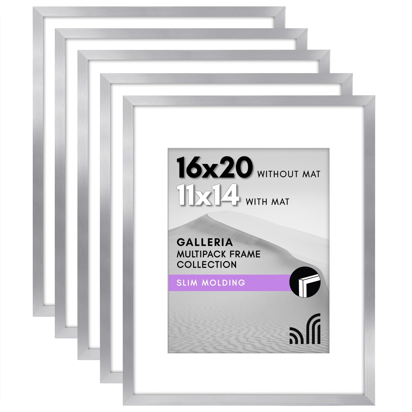 Classic Gallery Picture Frame | Set of 5 | Galleria Collection | Includes Mat