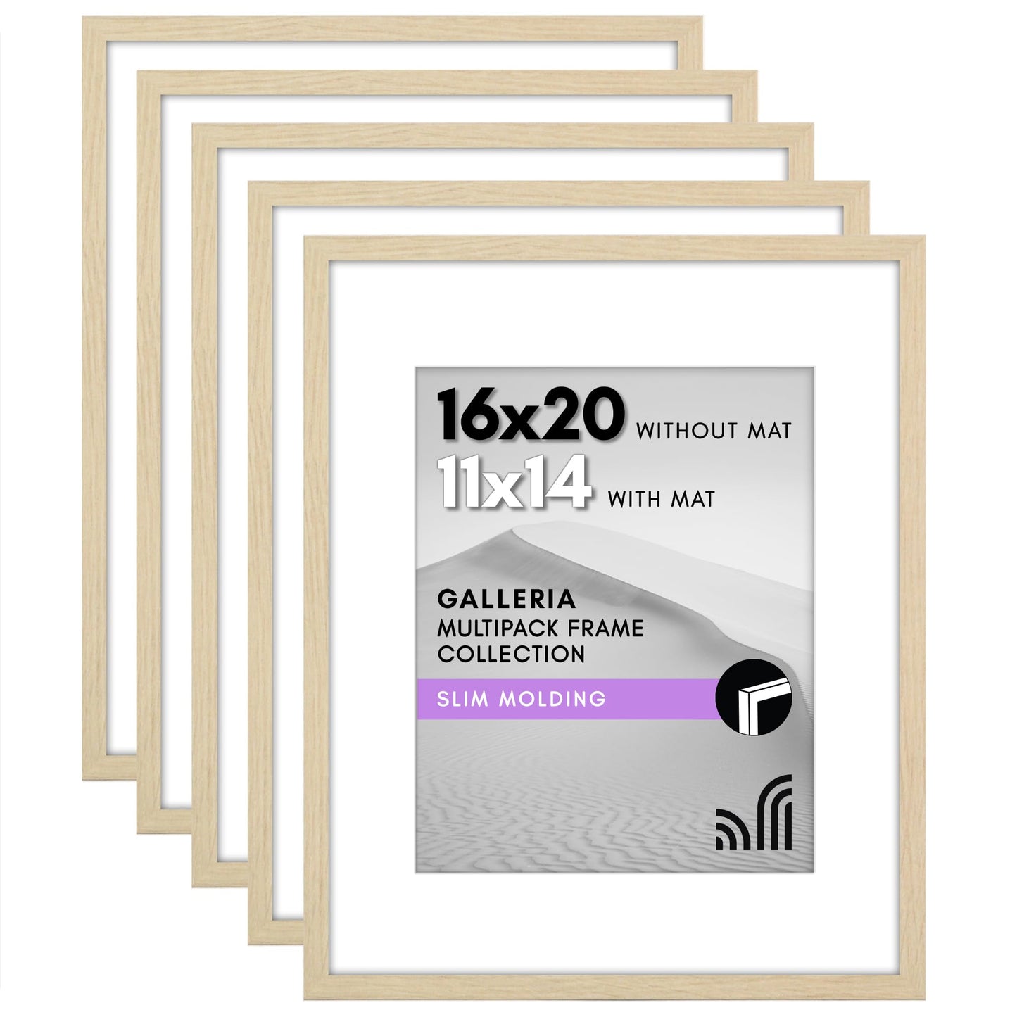 Classic Gallery Picture Frame | Set of 5 | Galleria Collection | Includes Mat