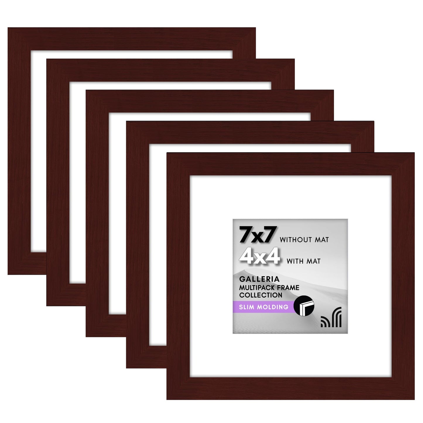 Classic Gallery Picture Frame | Set of 5 | Galleria Collection | Includes Mat