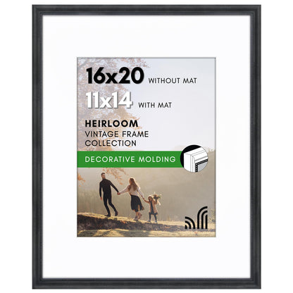 16x20 with 11x14 Mat | Vintage Frames | Black | Modern - Premium Quality