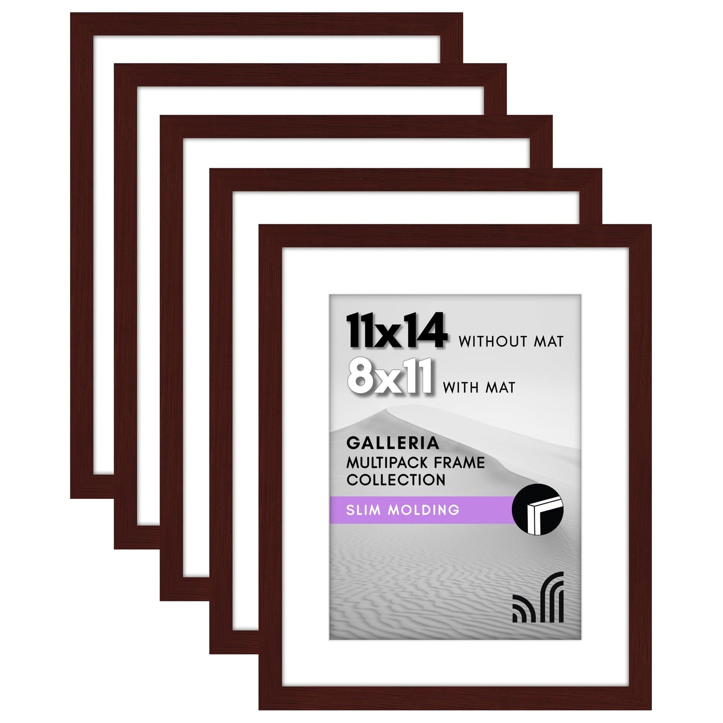 Classic Gallery Picture Frame | Set of 5 | Galleria Collection | Includes Mat
