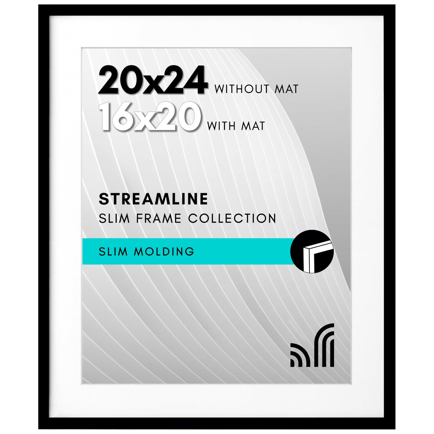 Picture Frame | Includes Mat | Slim Molding | Streamline Collection