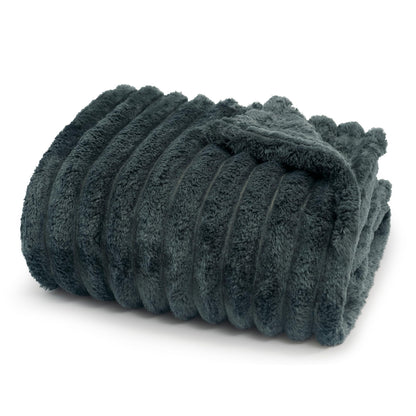 Americanflat 50x60 Faux Fur Throw Blanket - Soft and Breathable Throw Blanket for Couch, Bed, Chair - Dark Gray Faux Fur Blankets Perfect for Home, Bedroom, or Outdoor Use