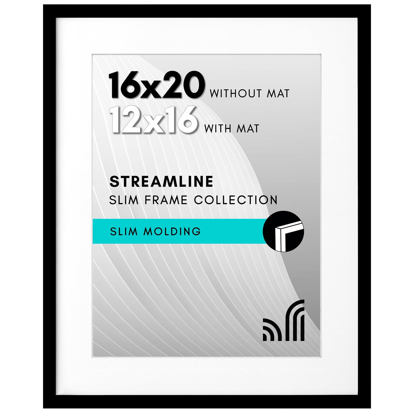 Picture Frame | Includes Mat | Slim Molding | Streamline Collection