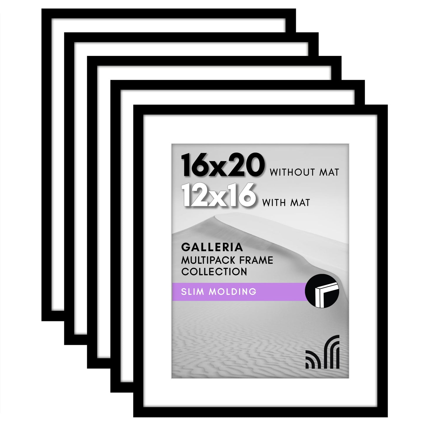 Classic Gallery Picture Frame | Set of 5 | Galleria Collection | Includes Mat