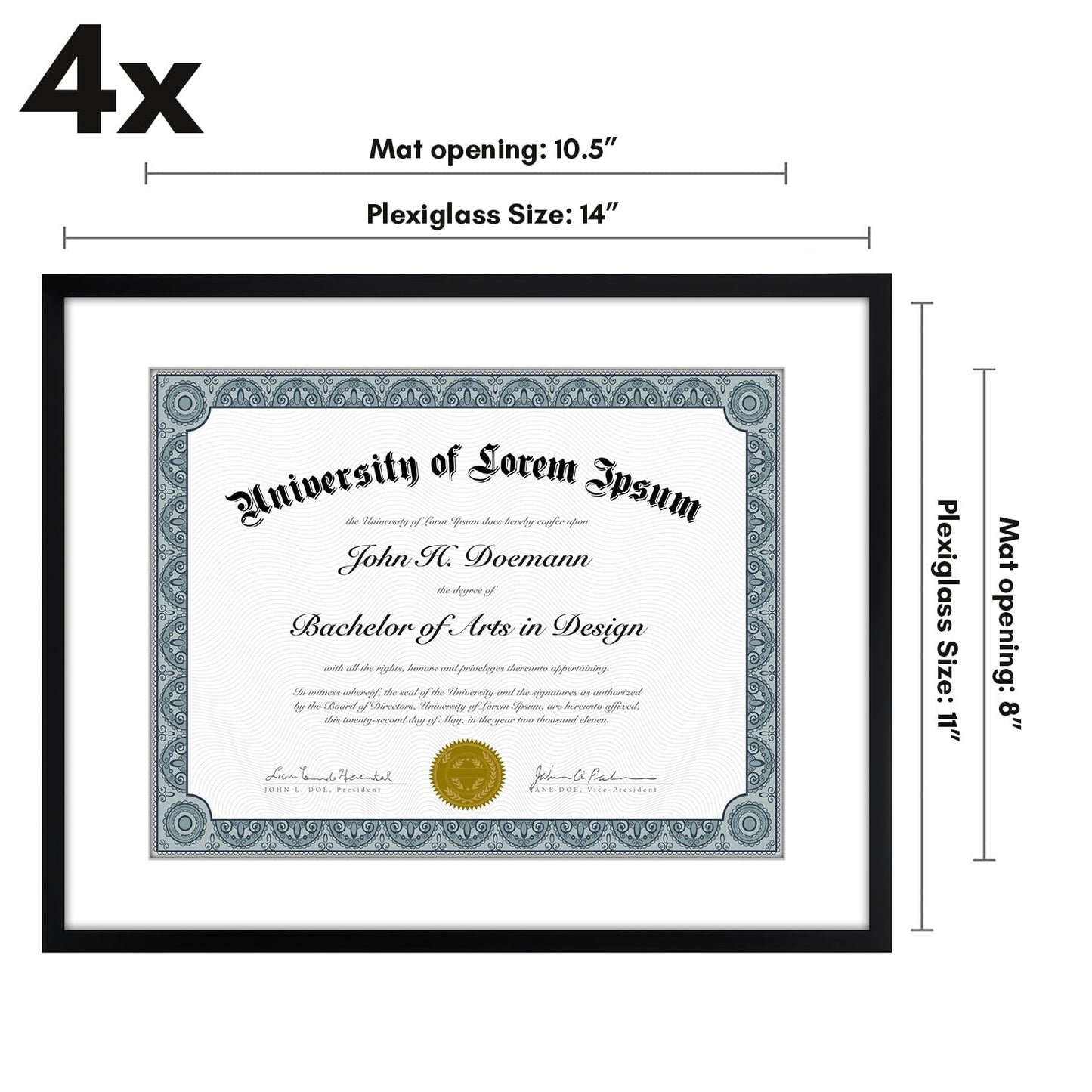 Americanflat Legacy Diploma Frame | With Mat Multi pack | Shatter-Resistant