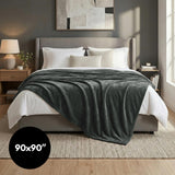 Americanflat 90x90 Fleece Throw Blanket - Soft and Breathable Throw Blanket for Couch, Bed, Chair - Oversized Fleece Blankets Perfect for Home, Bedroom, or Outdoor Use - Gray