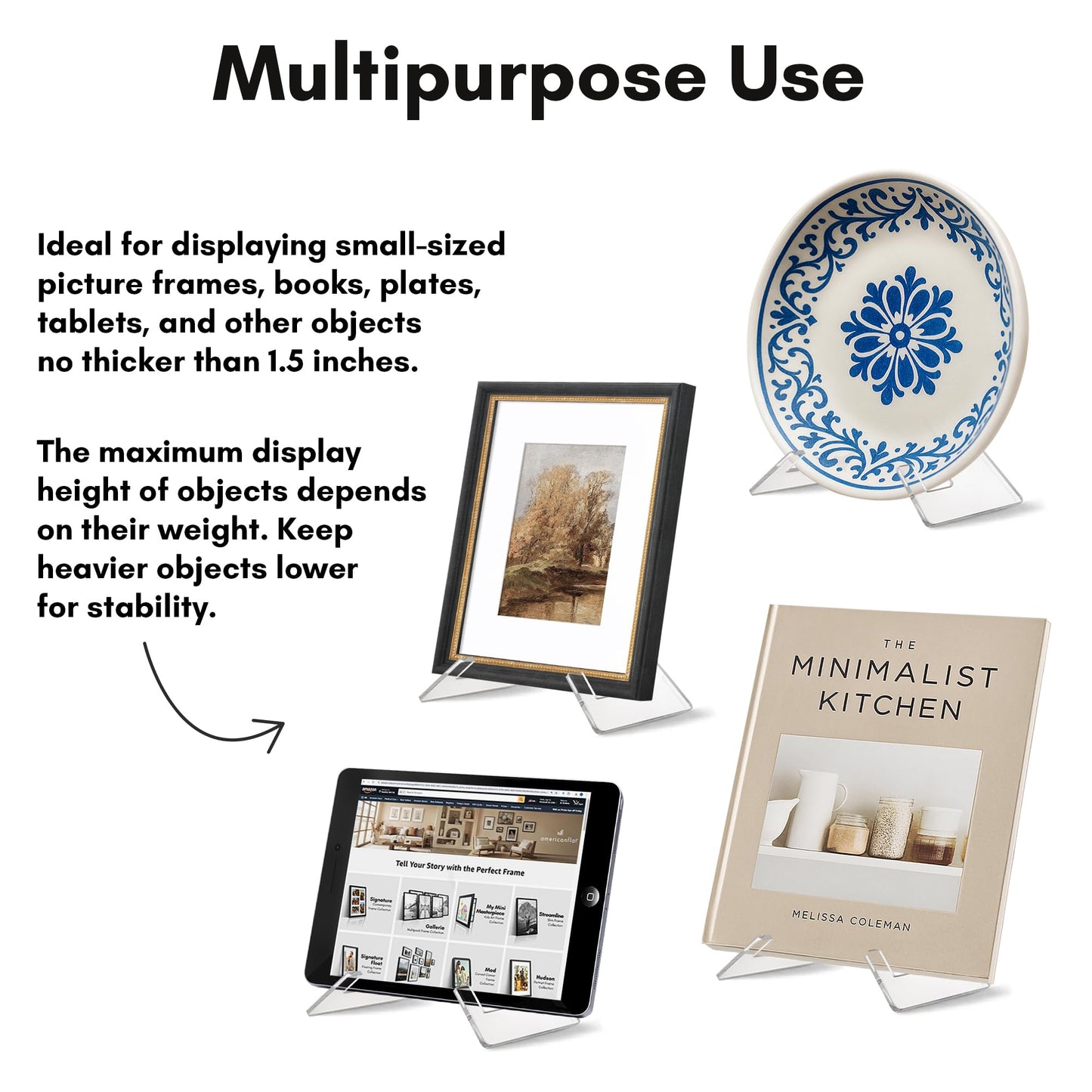 8-Inch | Acrylic Display Stand | Set of 2 | Modern - Premium Quality