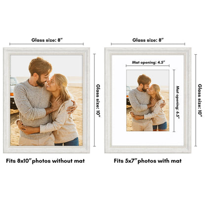 8x10 with 5x7 Mat | Vintage Frames | White | Modern - Premium Quality