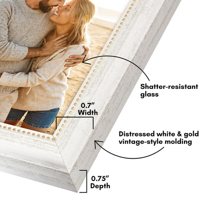 4x6 | Vintage Frames | White Gold | Modern - Premium Quality