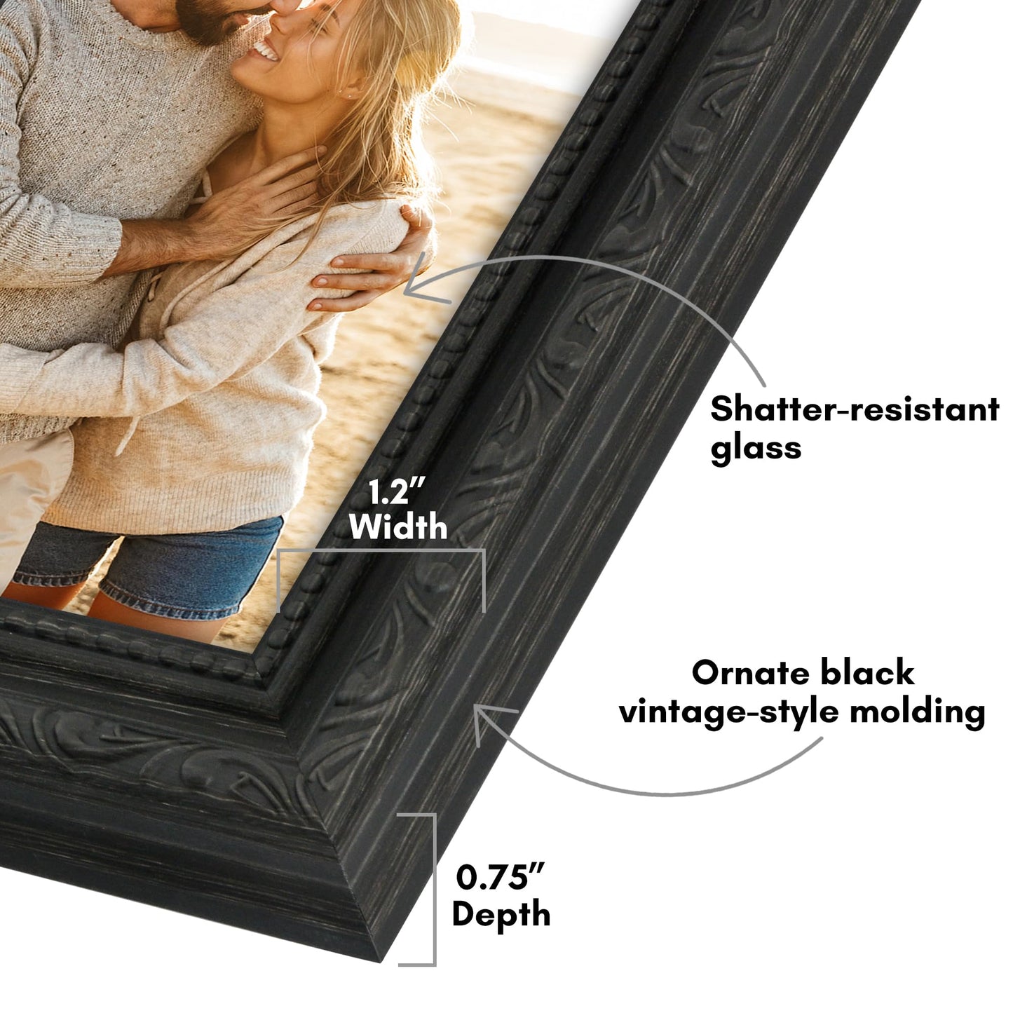 4x6 | Ornate Vintage Frame | Black | Modern - Premium Quality