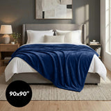 Americanflat 90x90 Fleece Throw Blanket - Soft and Breathable Throw Blanket for Couch, Bed, Chair - Oversized Fleece Blankets Perfect for Home, Bedroom, or Outdoor Use - Blue
