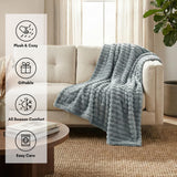 Americanflat 60x80 Faux Fur Throw Blanket - Soft and Breathable Throw Blanket for Couch, Bed, Chair - Gray Faux Fur Blankets Perfect for Home, Bedroom, or Outdoor Use