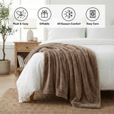 Americanflat 50x60 Double Sided Faux Fur Throw Blanket - Soft and Breathable Throw Blanket for Couch, Bed, Chair - Taupe Faux Fur Blankets Perfect for Home, Bedroom, or Outdoor Use
