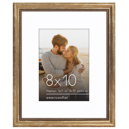 Americanflat Heirloom Frame | With Mat | Beaded Accents | Wall Display