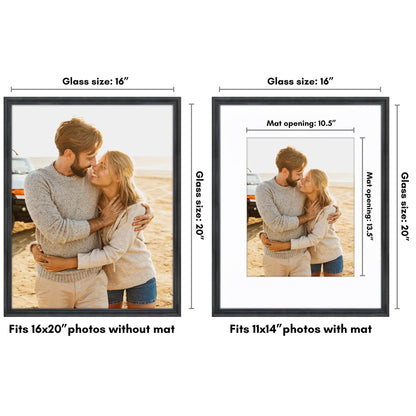 16x20 with 11x14 Mat | Vintage Frames | Black | Modern - Premium Quality