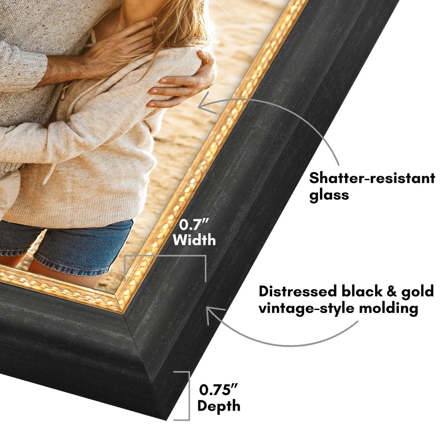 5x7 | Vintage Frames | Black Gold | Modern - Premium Quality