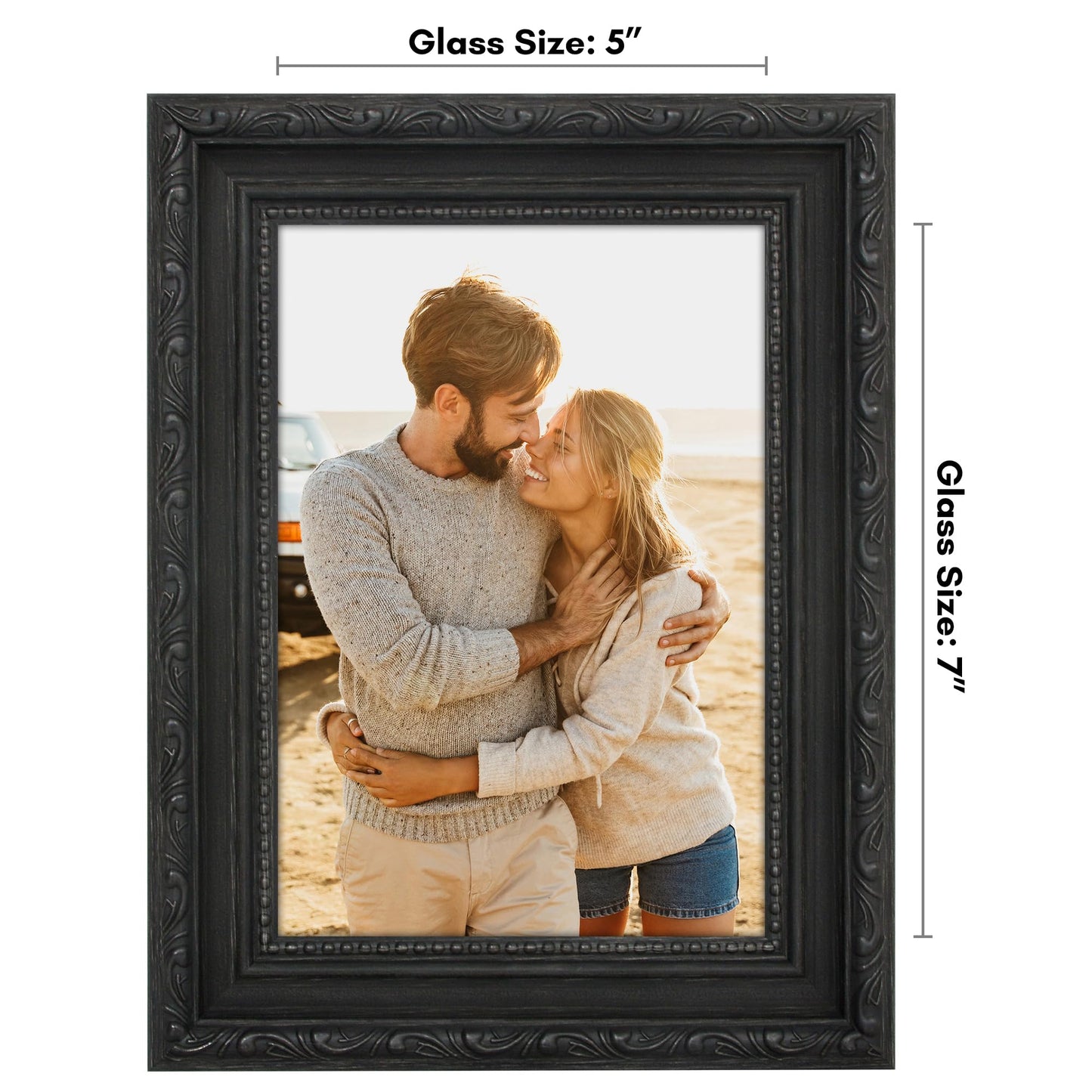 5x7 | Ornate Vintage Frame | Black | Modern - Premium Quality