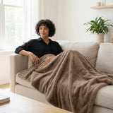 Americanflat 50x60 Double Sided Faux Fur Throw Blanket - Soft and Breathable Throw Blanket for Couch, Bed, Chair - Taupe Faux Fur Blankets Perfect for Home, Bedroom, or Outdoor Use