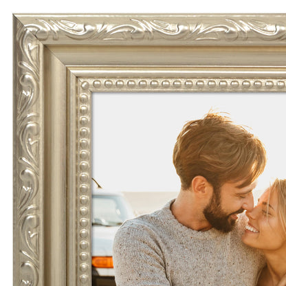 4x6 | Ornate Vintage Frame | Silver | Modern - Premium Quality