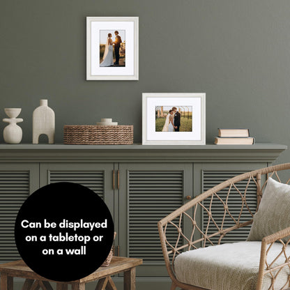 8x10 with 5x7 Mat | Vintage Frames | White | Modern - Premium Quality