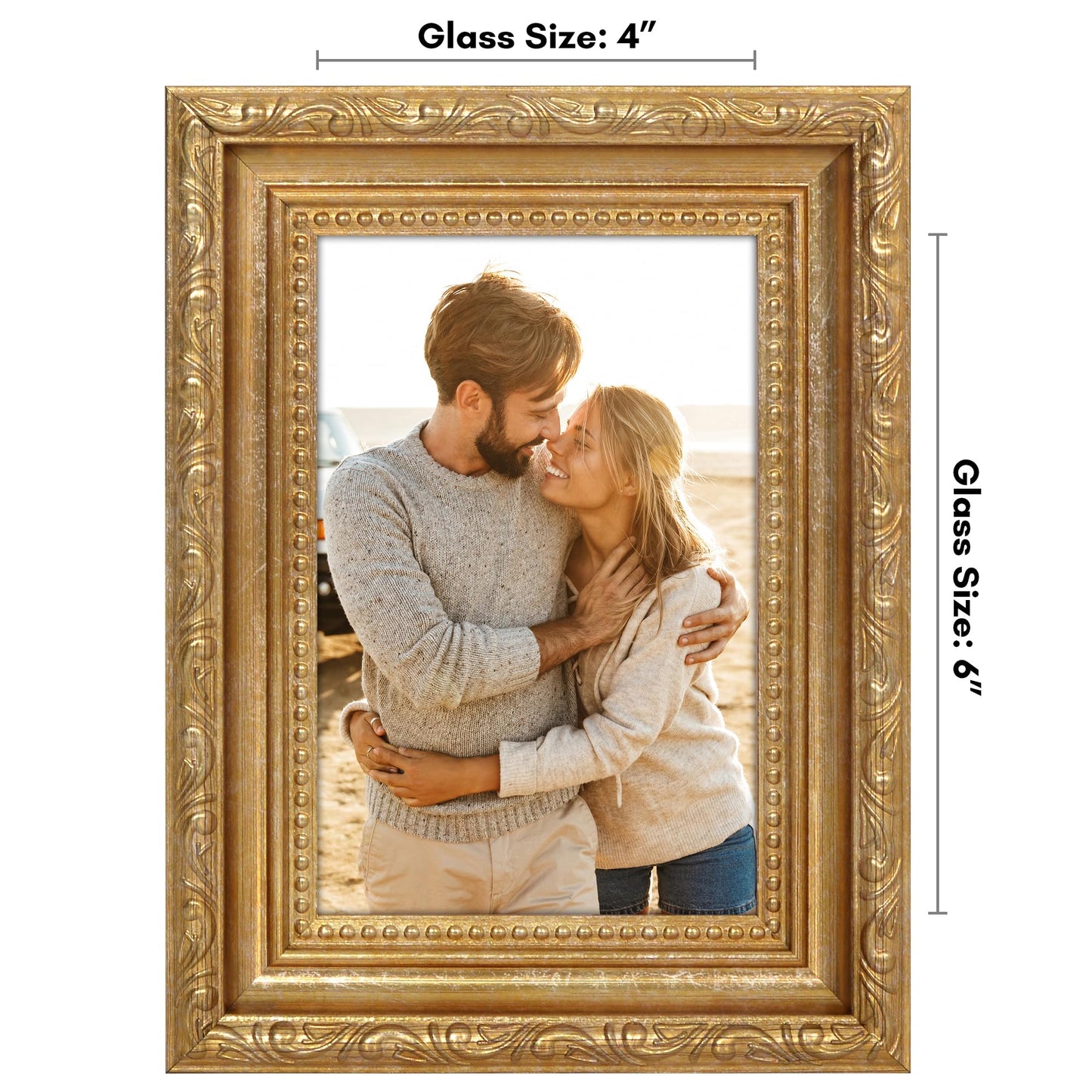4x6 | Ornate Vintage Frame | Gold | Modern - Premium Quality