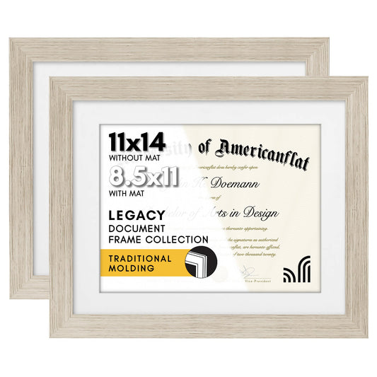 Americanflat Diploma Frames | Set of 2 | With 8.5x11 Mat | Wall Display