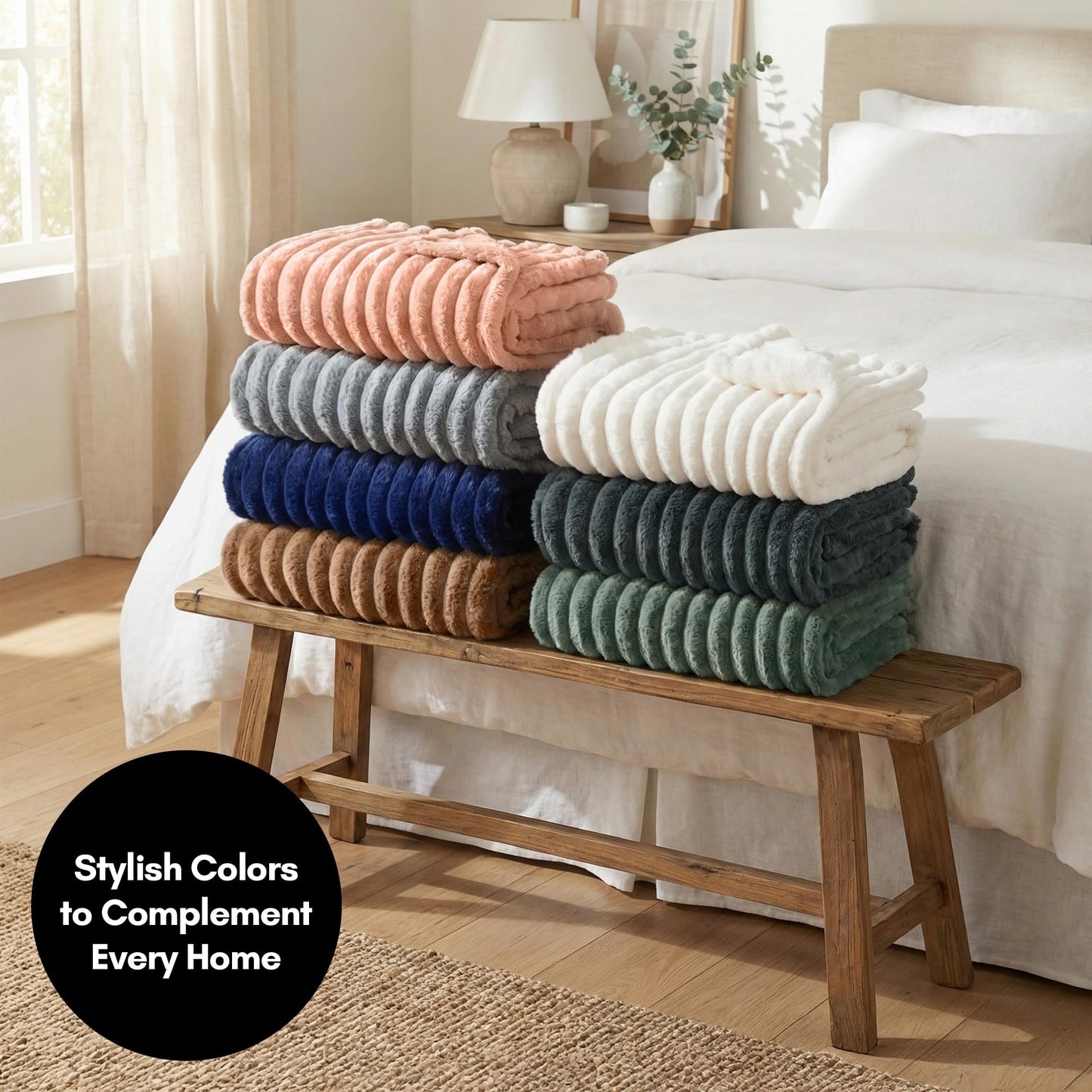 Americanflat 50x60 Faux Fur Throw Blanket - Soft and Breathable Throw Blanket for Couch, Bed, Chair - White Faux Fur Blankets Perfect for Home, Bedroom, or Outdoor Use