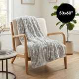Americanflat 50x60 Rouched Faux Fur Throw Blanket - Soft and Breathable Throw Blanket for Couch, Bed, Chair - Rabbit Faux Fur Blankets Perfect for Home, Bedroom, or Outdoor Use