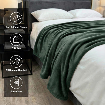 Americanflat 50x60 Fleece Throw Blanket - Soft and Breathable Throw Blanket for Couch, Bed, Chair - Fleece Blankets Perfect for Home, Bedroom, or Outdoor Use - Green