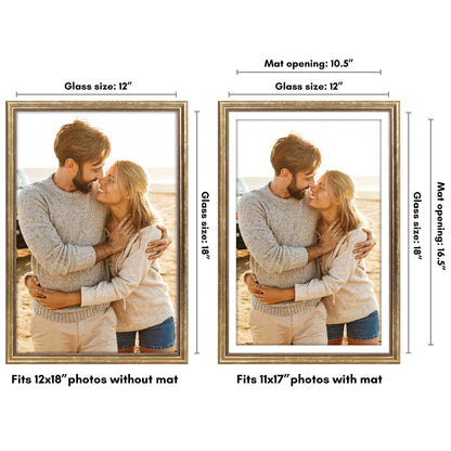 12x18 with 11x17 Mat | Vintage Frames | Gold | Modern - Premium Quality