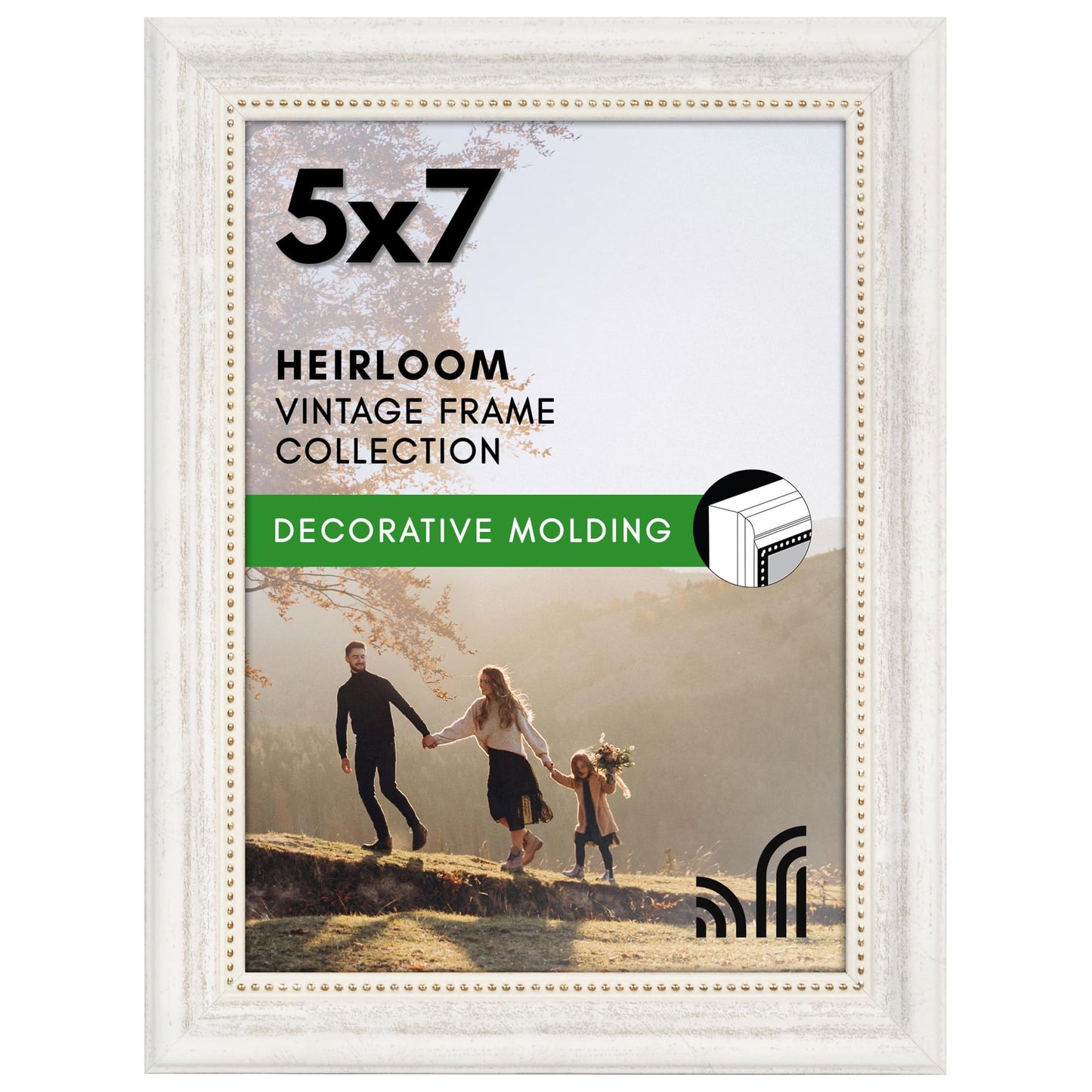 5x7 | Vintage Frames | White Gold | Modern - Premium Quality