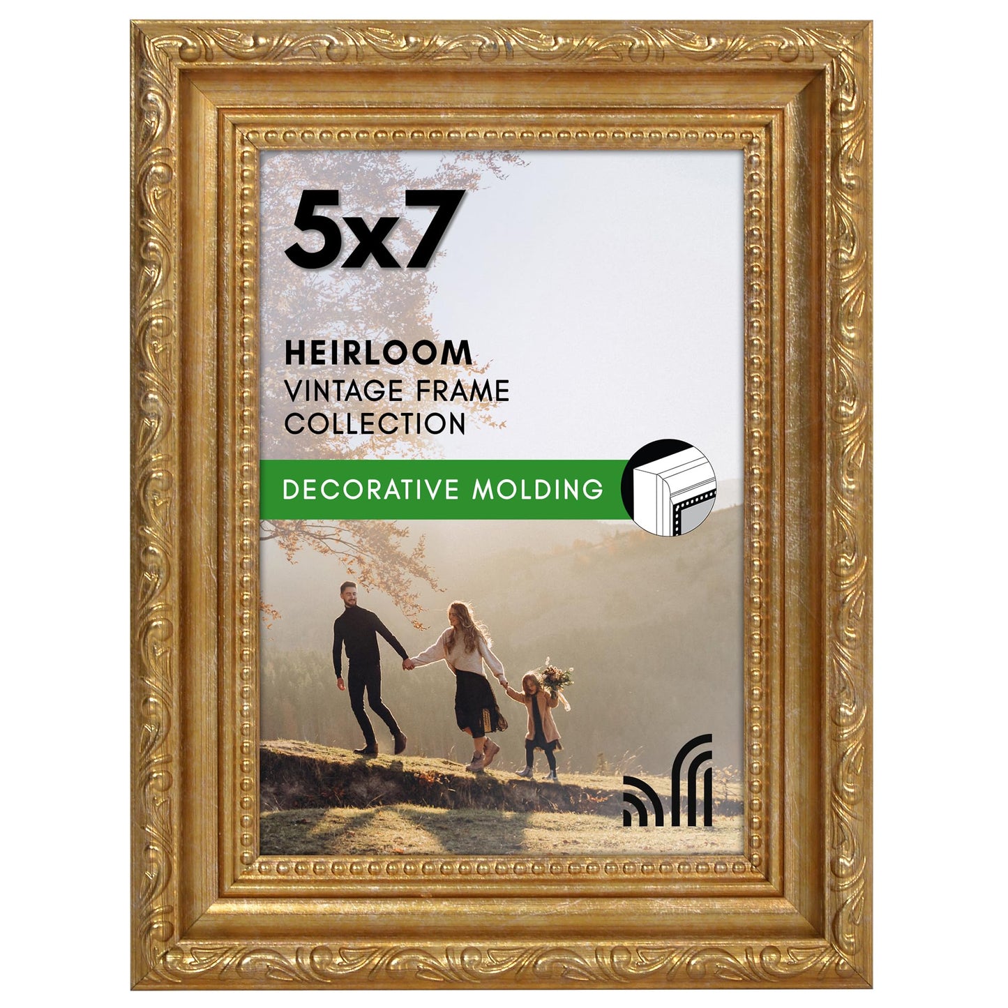 5x7 | Ornate Vintage Frame | Gold | Modern - Premium Quality