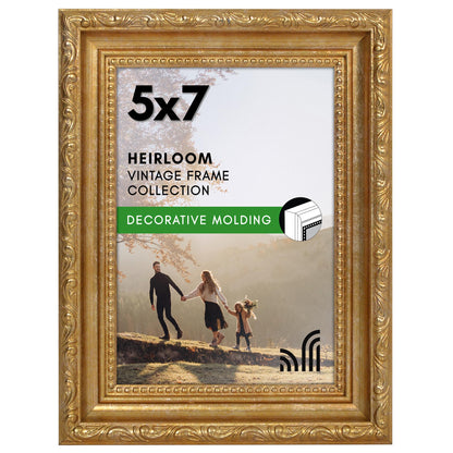 5x7 | Ornate Vintage Frame | Gold | Modern - Premium Quality