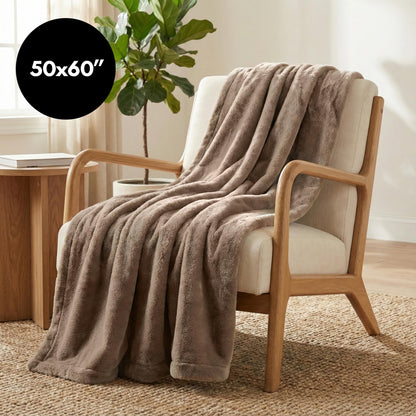 Americanflat 50x60 Double Sided Faux Fur Throw Blanket - Soft and Breathable Throw Blanket for Couch, Bed, Chair - Taupe Faux Fur Blankets Perfect for Home, Bedroom, or Outdoor Use
