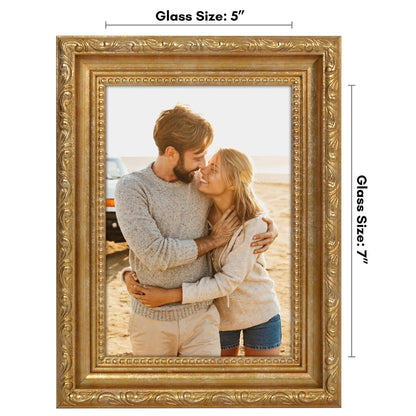 5x7 | Ornate Vintage Frame | Gold | Modern - Premium Quality