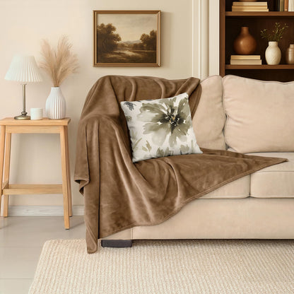 Americanflat 90x90 Fleece Throw Blanket - Soft and Breathable Throw Blanket for Couch, Bed, Chair - Oversized Fleece Blankets Perfect for Home, Bedroom, or Outdoor Use - Brown